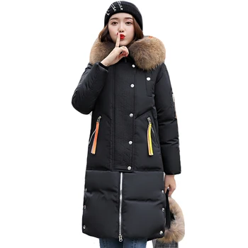 

Nicesnowl Solil Fur Thicken Long Down Coats Women Casual Long Sleeve Warm 2020 new design Cotton Coats Female women down coat