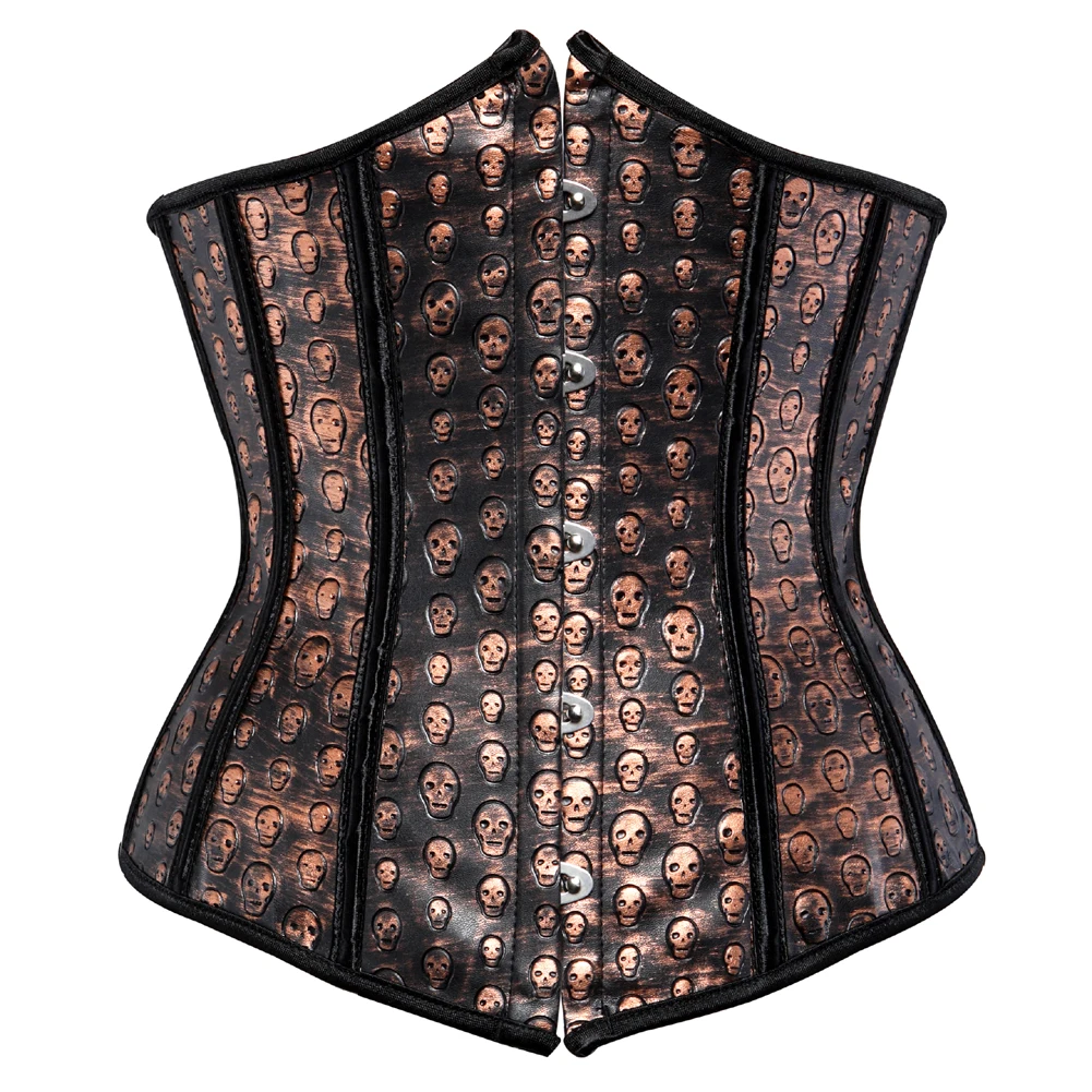

Grebrafan Steampunk Pirate Corset Skulls Faux Leather Boned Underbust Bustier Clubwear Cosplay Halloween Costume