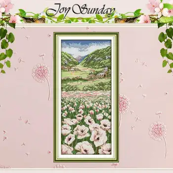 

Poppy fields(2) Patterns Counted Cross Stitch 11 14CT Cross Stitch Set Wholesale Scenery Cross-stitch Kit Embroidery Needlework
