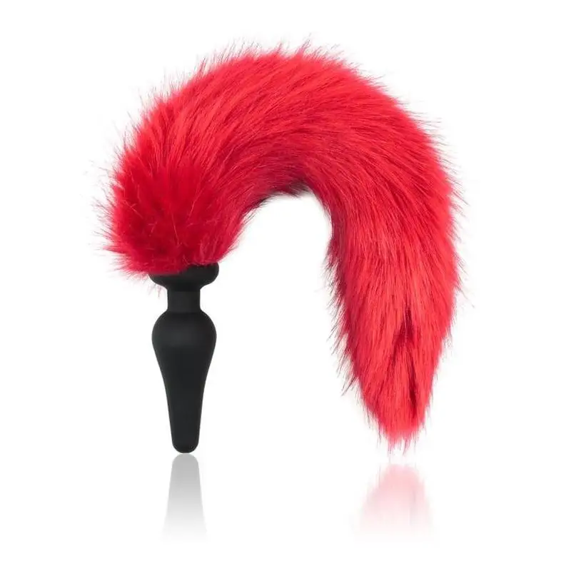 Erotic Silicone Anal Plug Dildo Sexy Red Fox Tail Silicone Butt Plug