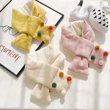 Корейский хлопок милый маленький меховой шар крест детский шарф осень и зима теплый плюс бархатный мужской и женский детский шарф