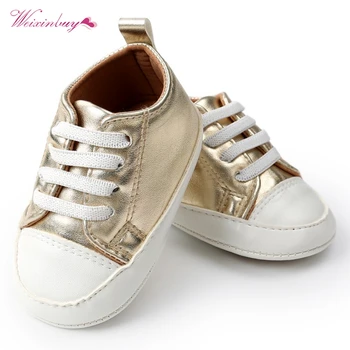 

WEIXINBUY Newborn Baby Boys Girls Shoes PU Leather Solid Color Sneaker Soft Sole Infant Toddler First Walkers Baby Shoes 8Colors