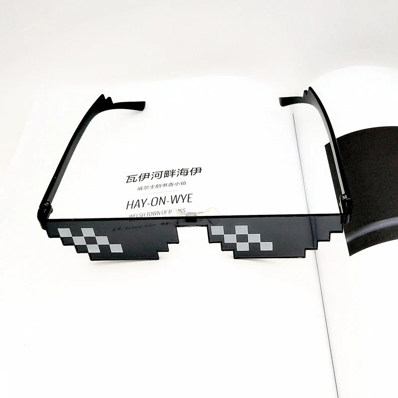 Black Mosaic Sunglasses Funny Toy Mosaic Strip Sunglasses Trick Toy Retro Thug Life Glasses Deal With It Glasses Pixel_voghion.com