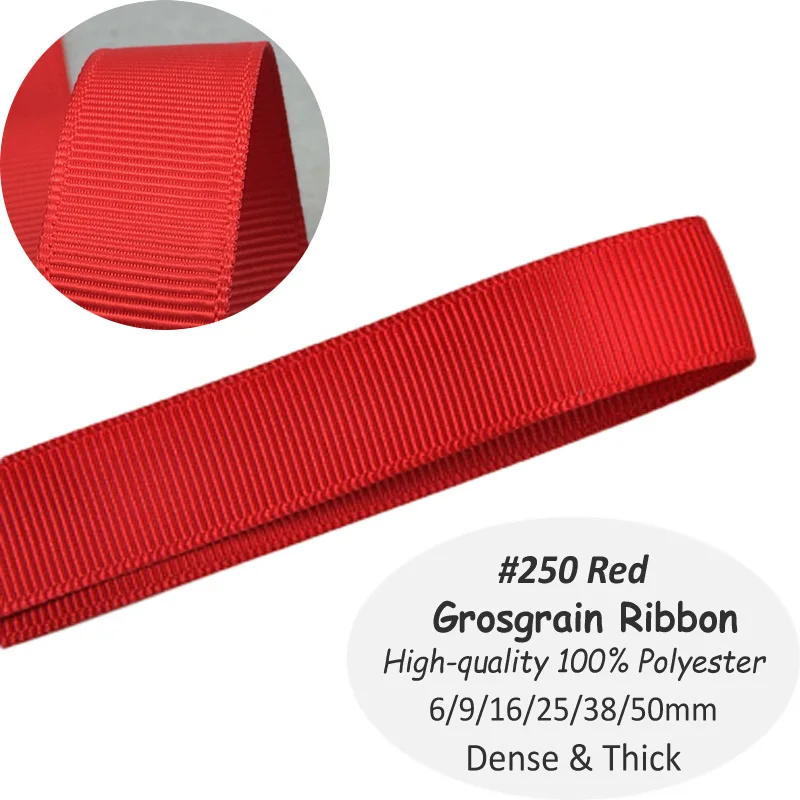 Grosgrain Ribbon 6mm 250 38mm 25mm Red Supplied 1 Metre 9mm