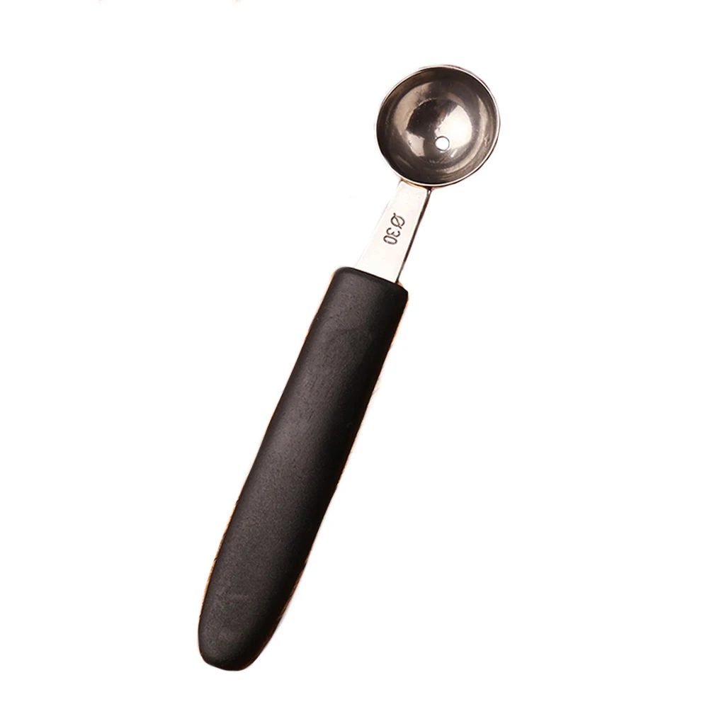 D Multifunctional With Scale Kitchen Fruit Scoop Melon Plastic Handle Round Portable Spoons Vegetable Tools Stainless Steel - Цвет: D