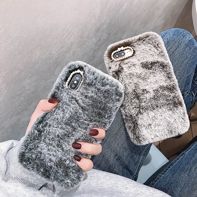 Теплые меховые милые плюшевые чехлы для Samsung A2 A8S A6S A30 M10 M20 M30 S10 Note10 Lite 2020 M80S Prime M30S