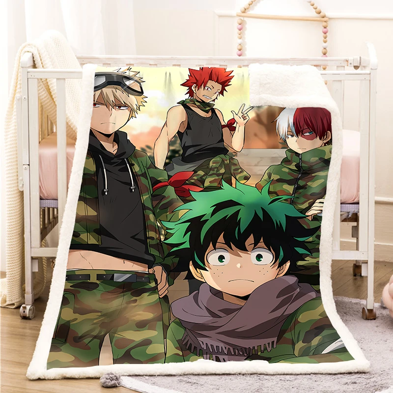 

My Hero Academia Fleece Blanket Plush 3d Printed for Adults Sofa Sherpa Fleece Bedspread Wrap Throw Blanket style-3