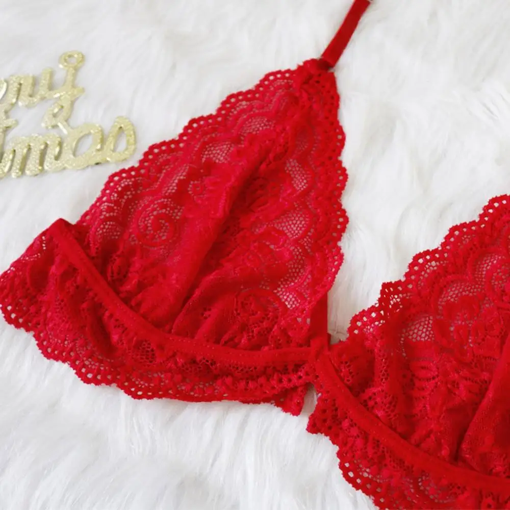 Lace Christmas Lingerie Set Fashion New Women Sexy Plus Size Bra Hollow Thong Underwear Lenceria Mujer Ropa Interior Hot Sale E