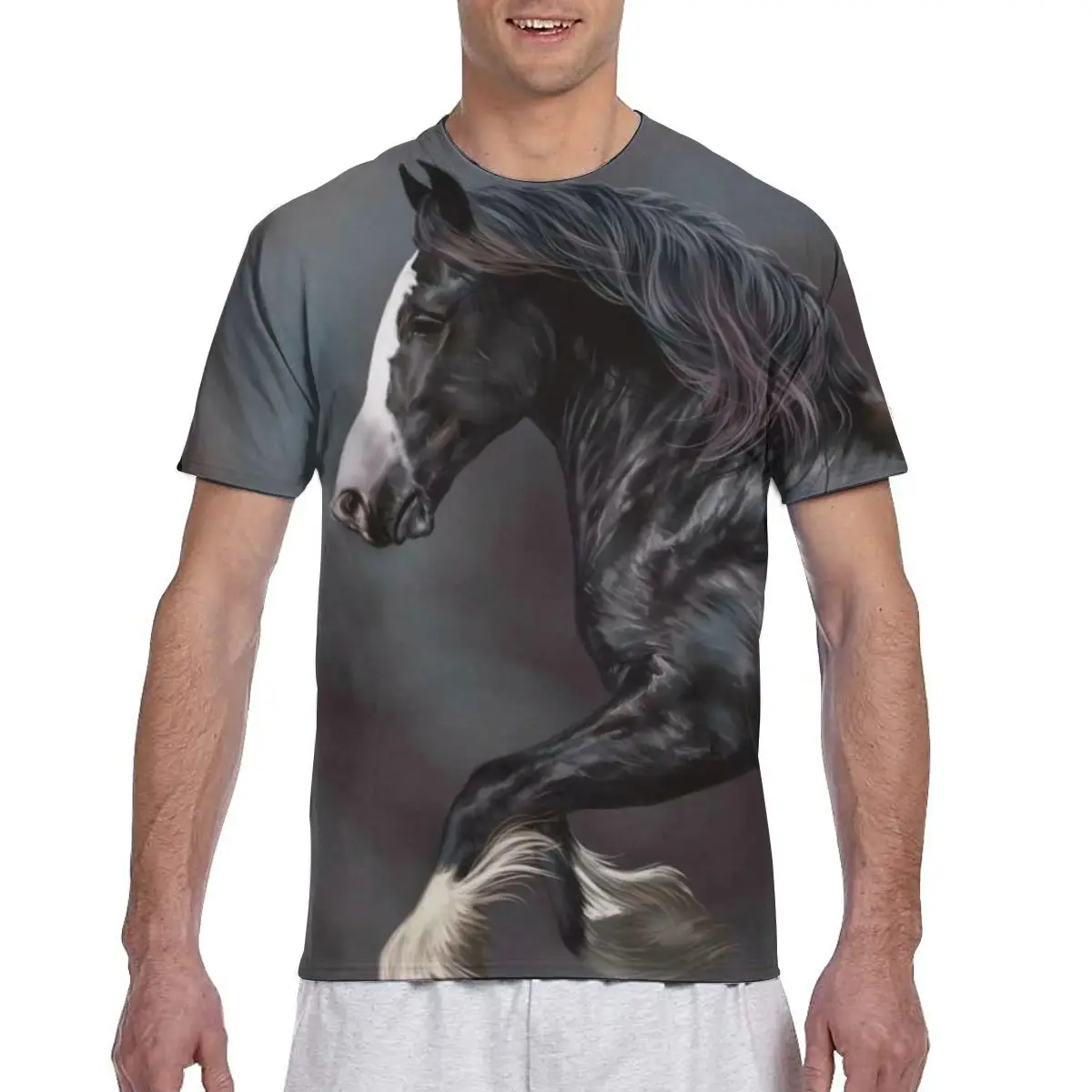 

Horse Newest Printing Men's Fashion O-neck Tshirt
