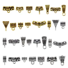 Julie Wang 13/17 Styles Bail Beads Charms Mixed Tube Spacer Connector With Loop For Bracelet Necklace Jewelry Making Findings