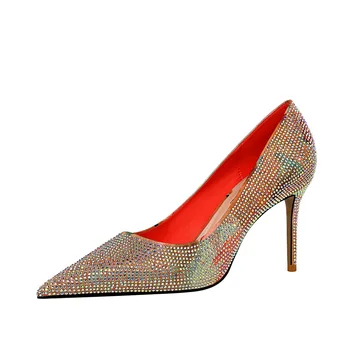 

Patchwork Rhinestones Lady Dress Shoes Women Pumps Festival Party Wedding Shoes Formal Pumps Female Stilettos High Heels FIS280