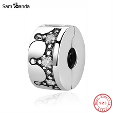 Новинка,,, 925 пробы, серебряный шарм, бисер, Ослепительная Корона, зажим, амулеты, пробка, подходят для браслетов Pandora, для женщин, сделай сам, ювелирное изделие