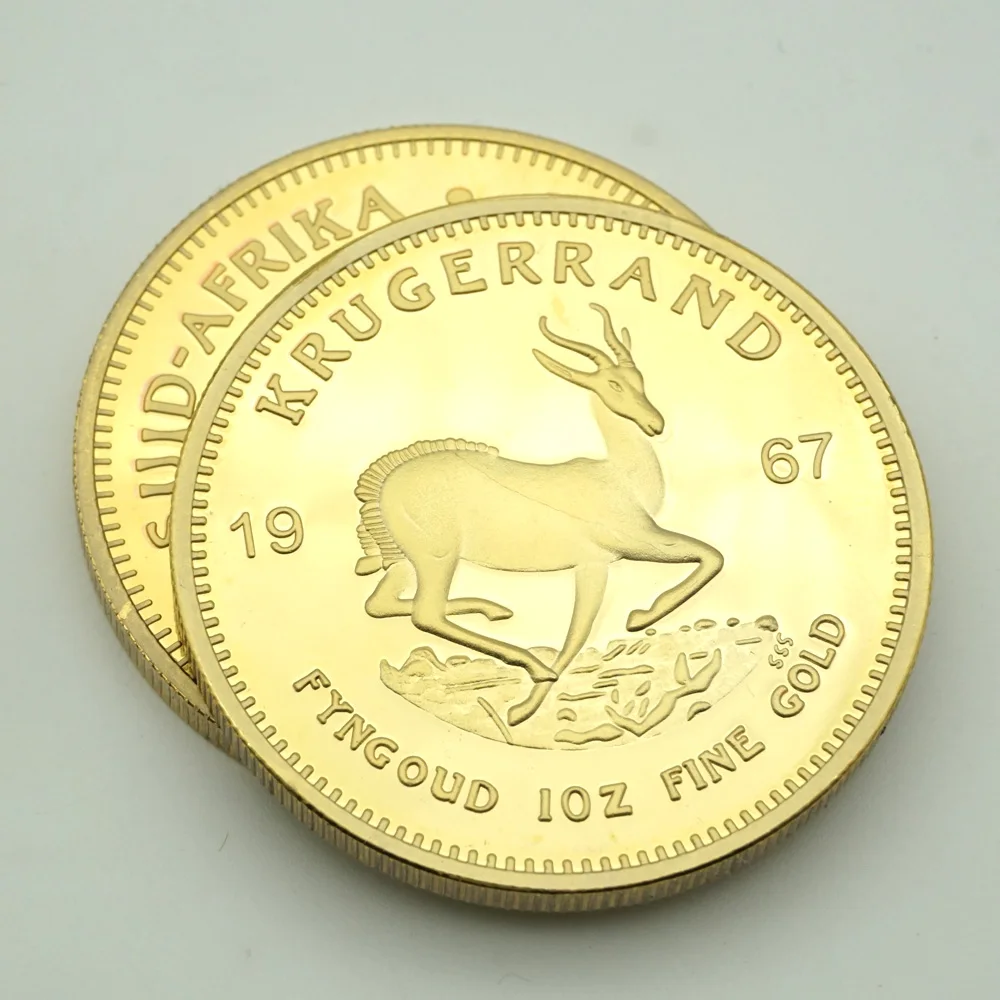 1967 Sud Africa Krugerrand & American Buffalo Coins Souvenir Moneta Placcata In Oro Round Mix Order