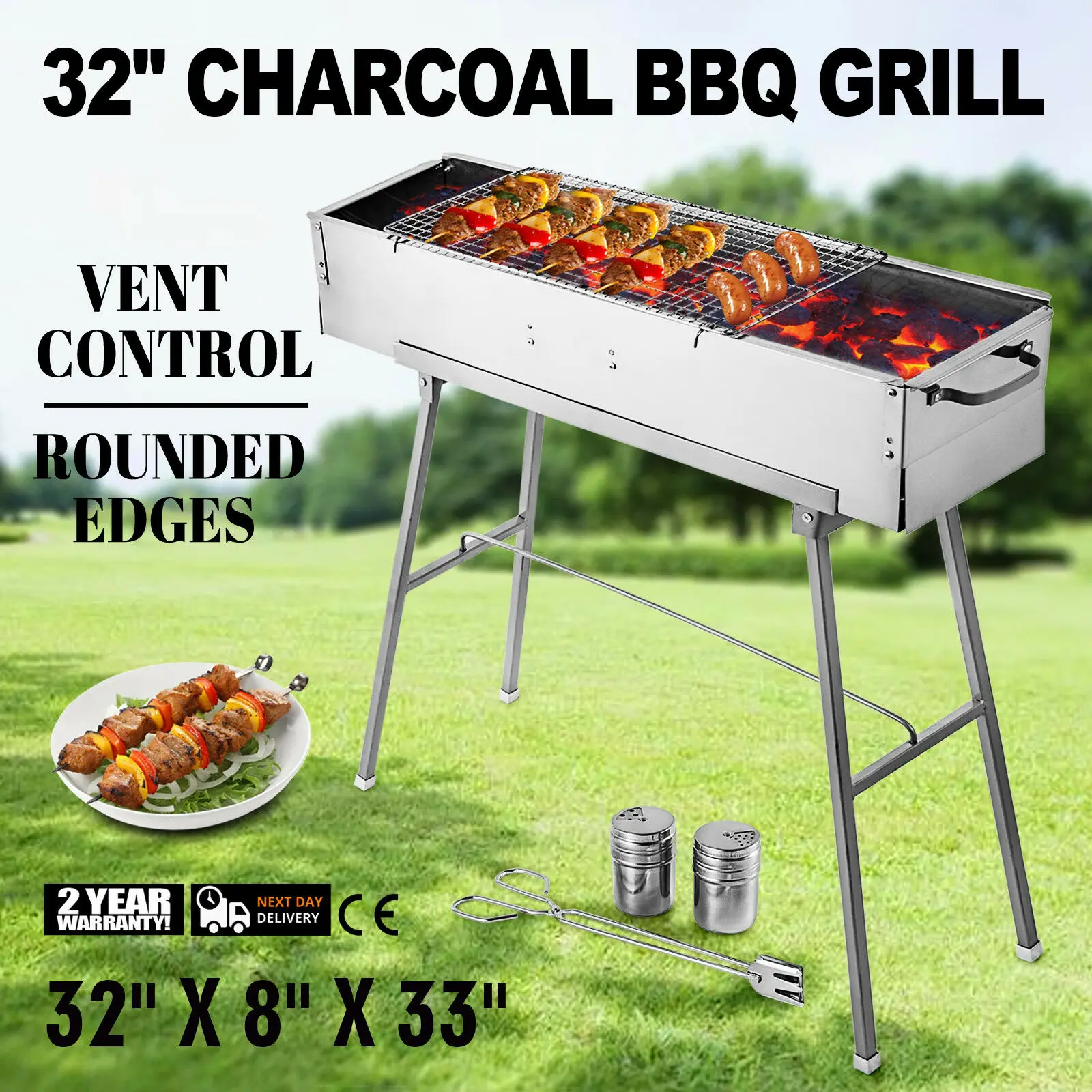 

Party Griller 32 Stainless Steel Charcoal Grill Yakitori BBQ Garden Lamb Kebab portable barbecue grill barbecue gas grill cover