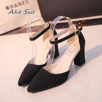 

2020 Autumn Sandalias femeninas pointed toe sandals with high heels with with female summer shoes Female sandals s040
