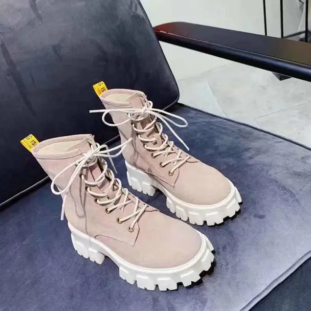 Scarpe donna/ботинки на платформе; женская обувь; Botines Mujer; chaussures femme; женские ботинки с круглым носком на шнуровке; женская обувь на высоком каблуке - Цвет: AS SHOW