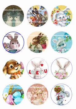 

Handmade Colorful picture EASTE Round Glass Cabochons Refrigerator magnet for Necklace Decoration and Phone Chain Accessaries 12