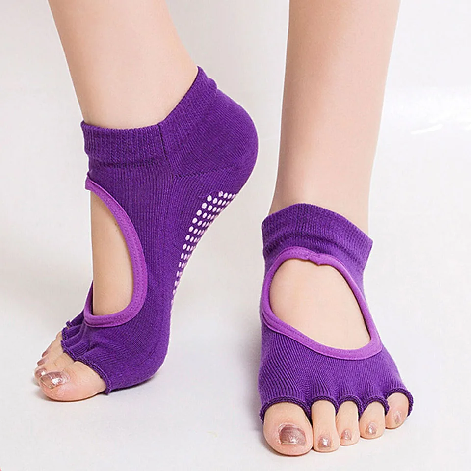 Loogdeel, 1 пара, женские спортивные брюки для занятий йогой, носки противоскользящие для женщин, фитнес, Пилатес, носки, профессиональные носки, тапочки, защитная накладка для танцев - Цвет: Deep Purple