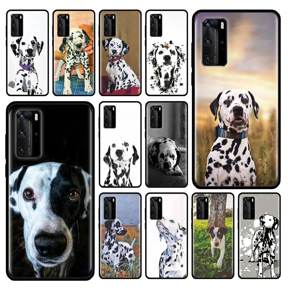 Черный и белый чехол с далматиновой собачкой для Huawei P20 P40 Lite E P30 Pro P10 P Smart Z Plus 2019