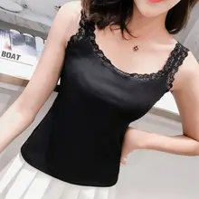 Женский летний топ без рукавов, яркий однотонный топ карамельного цвета, базовый топ с цветочной кружевной отделкой, трикотажное повседневное нижнее белье, тонкий жилет