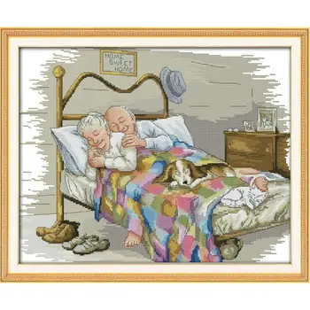 

Joy Sunday The old married couple DMC 11CT 14CT Cross Stitch Set Handmade DIY Embroidery Needlework Kit For Gift and Home Decor