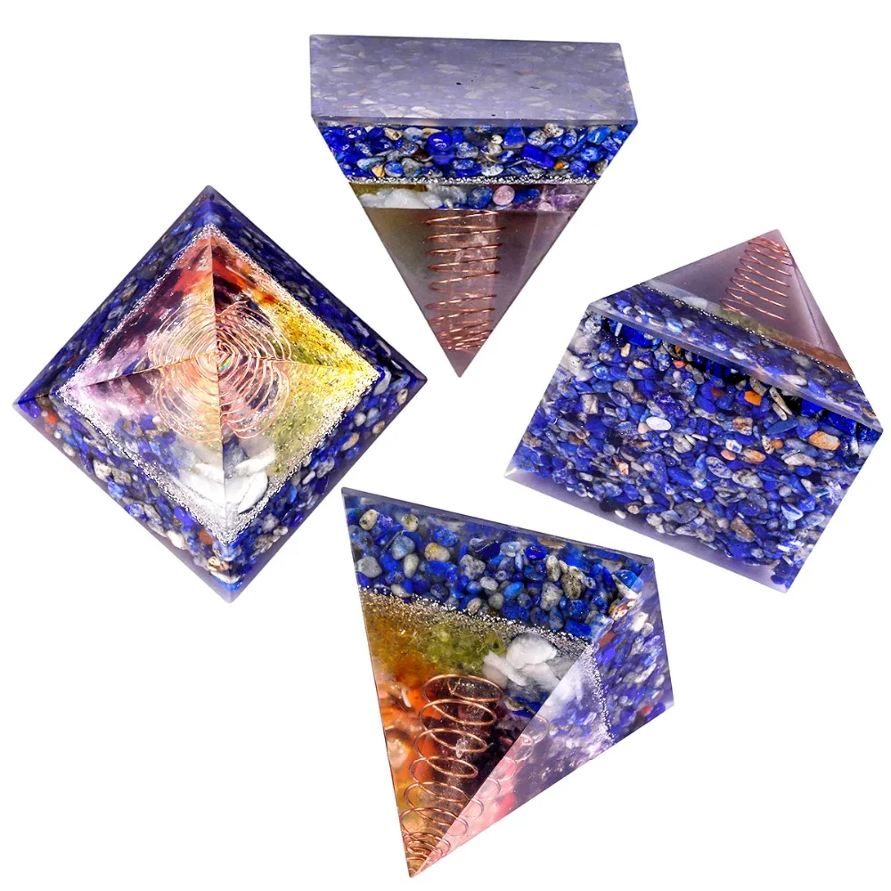 TUMBEELLUWA Chakra гравия Orgonite Пирамида энергетический преобразователь, рейки Смола Металл спираль декоративные ремесла Ювелирные изделия на удачу подарок