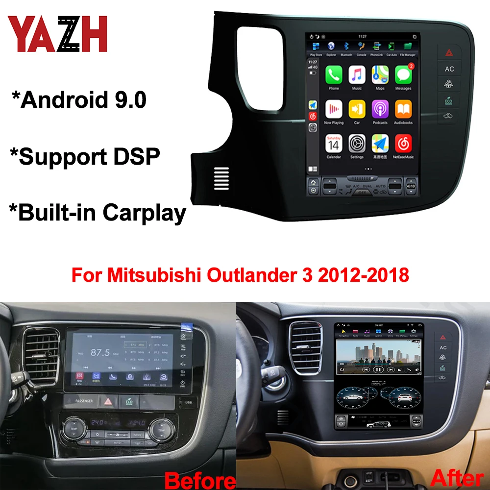 YAZH Android 9 0 GPS навигация для Mitsubishi Outlander 3 2012 2018 AC Голосовое управление автомобильное