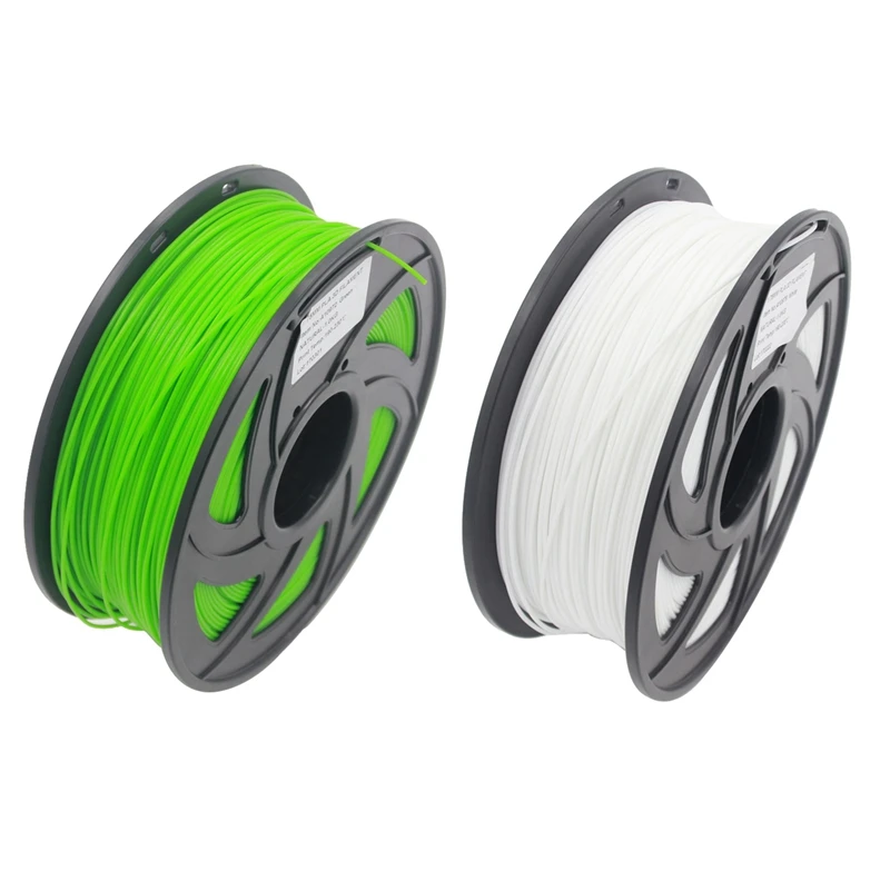 

2Pcs Pla Filament 3D Printer Material Pla Filament 1.75mm Diameter Printing Material Supply 3D Printers 1Kg(2.2Lb)/ Spool(Green&