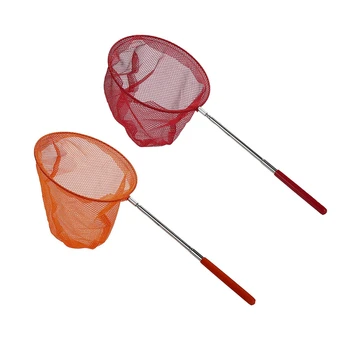 

2x Catching Catching Butterfly Net Fishing Net Bag Stainless Steel Telescopic Fishing Net Tool Orange & Red