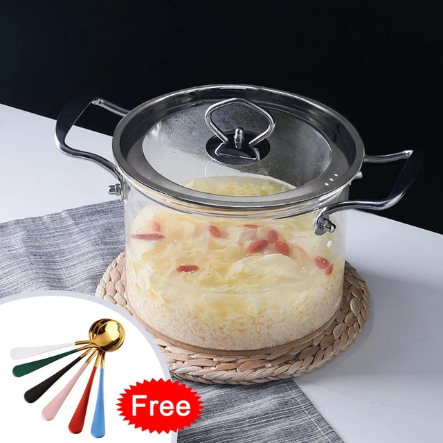 Hot Sale Heat-resisting Clear High Borosilicate Glass Glass Cookware Set Cooking  Pot With Wooden Handle Saucepan - Soup & Stock Pots - AliExpress