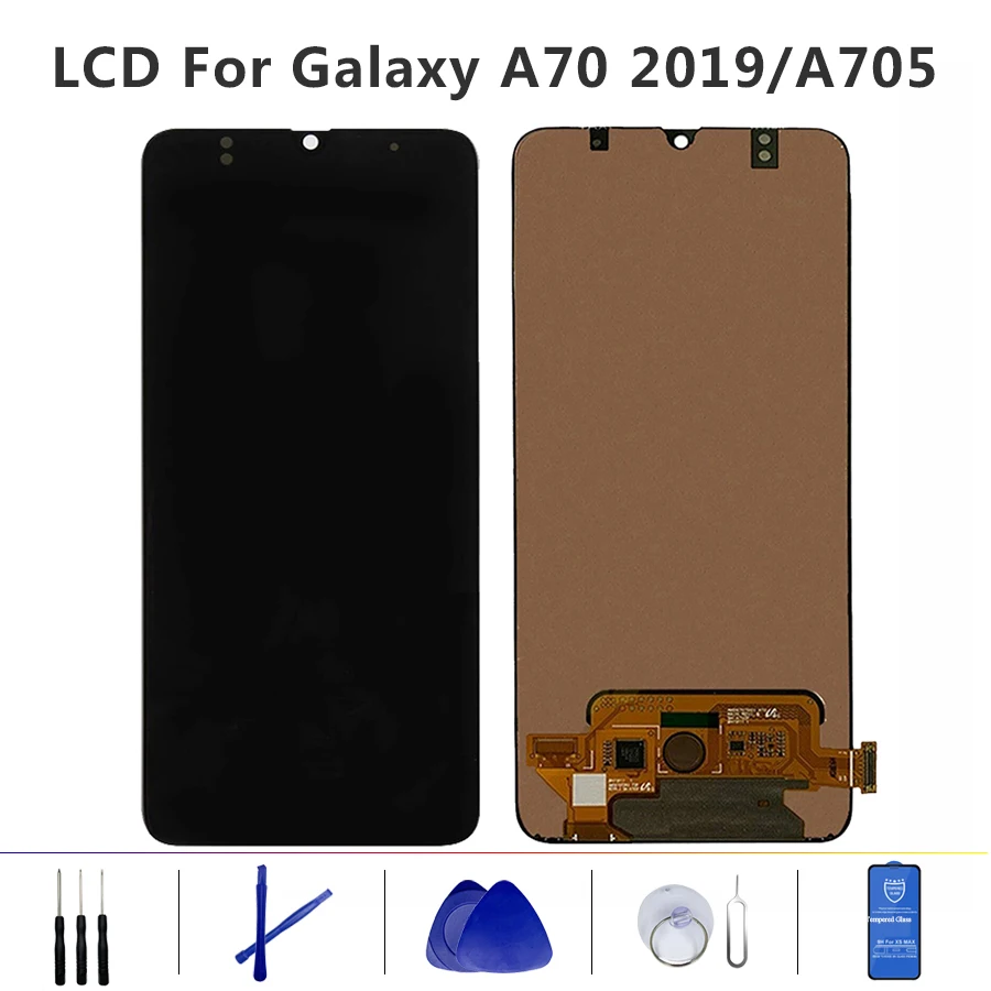 

100% Tested Original Super AMOLED LCD For Samsung Galaxy A70 2019 A705 LCD A705F SM-A705F A705DS Touch Screen Digitizer Assembly With Frame Free Shipping