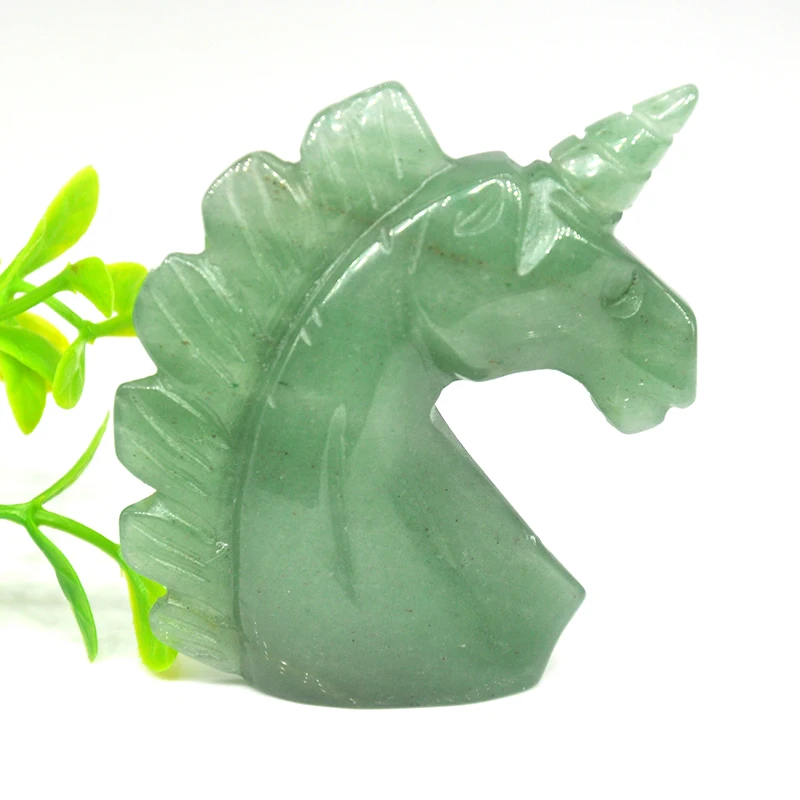 Natural Crystals And Stone Green Aventurine Unicorn Statue Reiki Animal Figurine Home Office Desktop Decoration DIY Gift