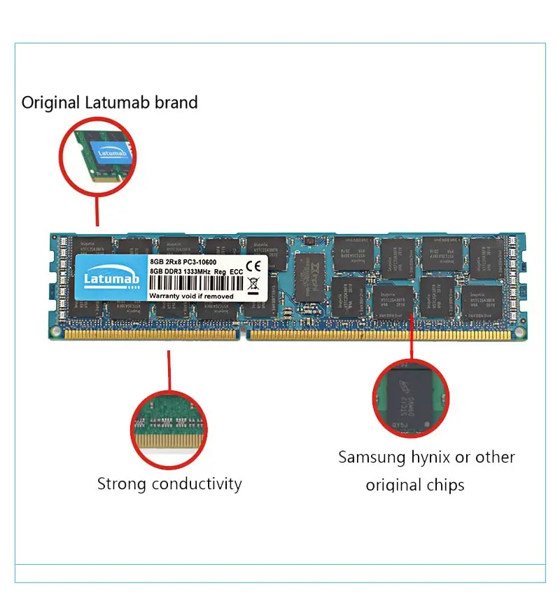 Latumab 8 Гб оперативной памяти, 16 Гб встроенной памяти, DDR3 1333 МГц PC3 10600 регистровая и ecc-память Серверная Память RAM память пк модуль памяти RAM 1 шт./2 шт./4 шт. высокое качество