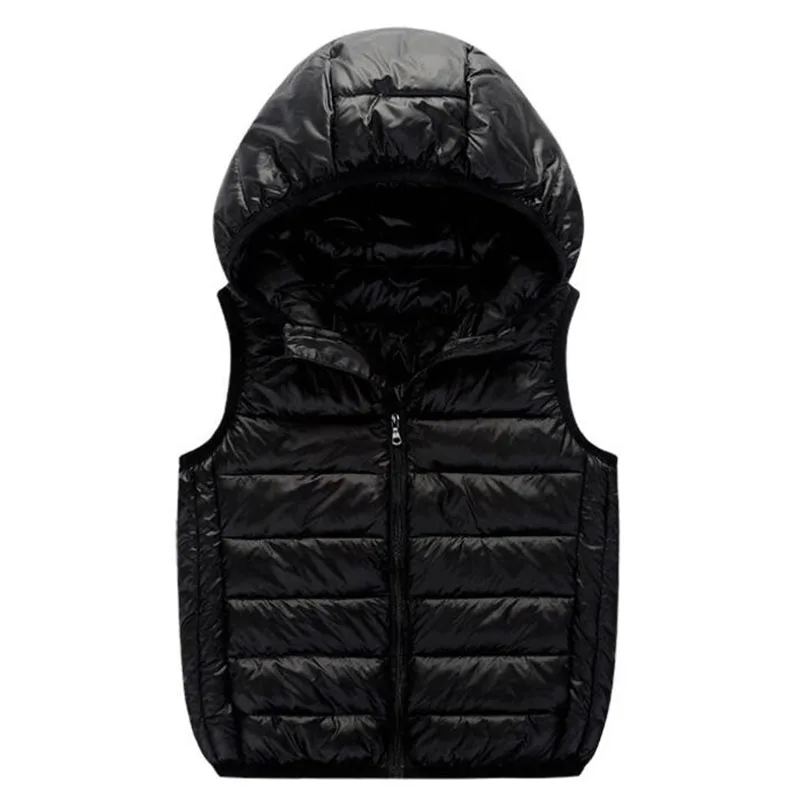 Black New Children Down Vest Fashion Boys Girls Keep Warm Baby Cotton Clothes Autumn Winter Kids Clothing Big oy Vest - Color: Black