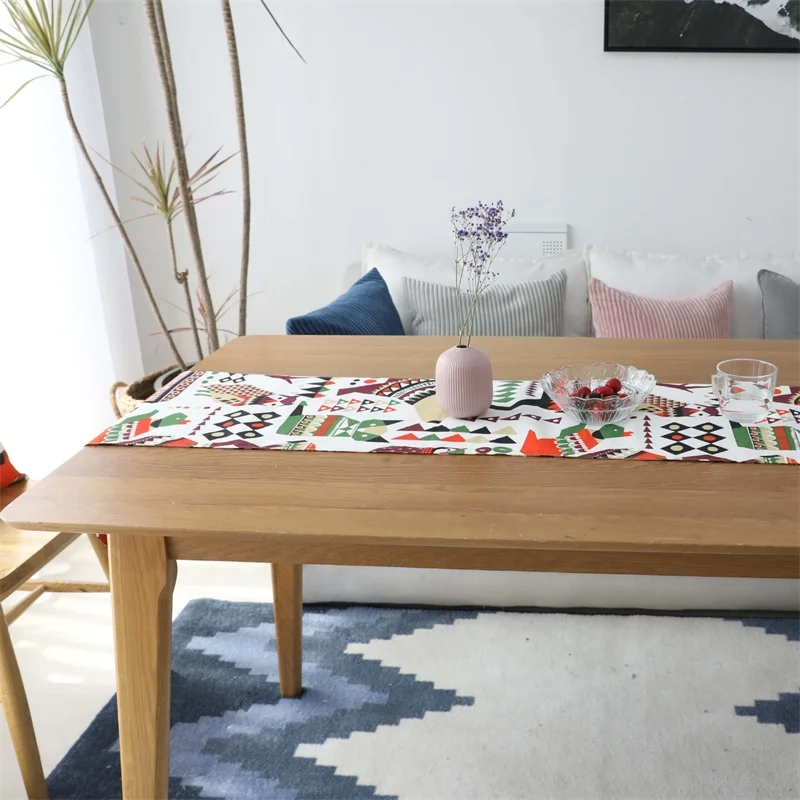 30*180/30*200cm Dining Table Runners Cotton Geometric Printed Table Flag Decoration Party Wedding Hotel Table Supplies