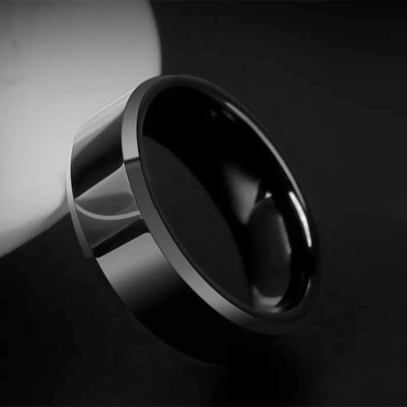 Modischer Edelstahlring Für Damen Und Herren, 8mm Schwarz_voghion.com