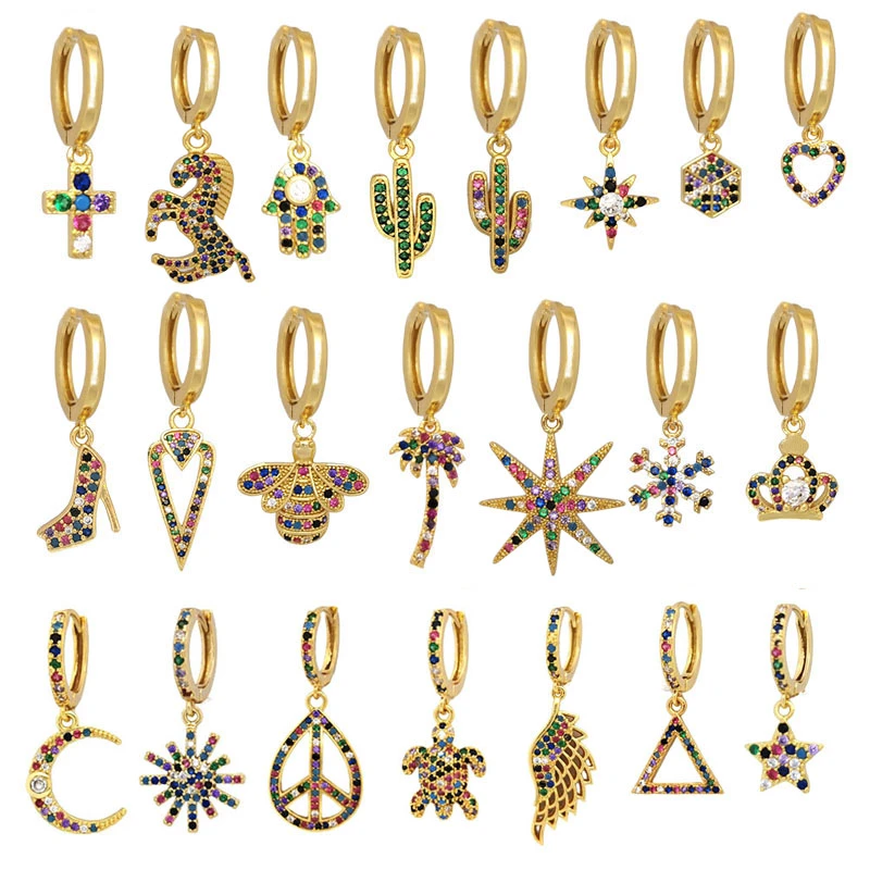 Pendientes De Cactus De Corazón De Color Dorado Pendientes Pendientes De Cactus De Corazón De Color Dorado Pendientes