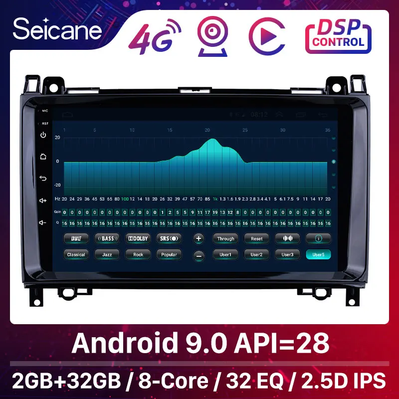Автомобильный мультимедийный плеер Seicane 9 дюймов Android 0 2Din GPS радио для Mercedes Benz B W245