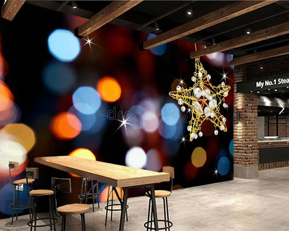 Рождественская звезда с огнями 3d обои papel де parede, гостиная диван ТВ стены спальни вечерние обои для ресторана