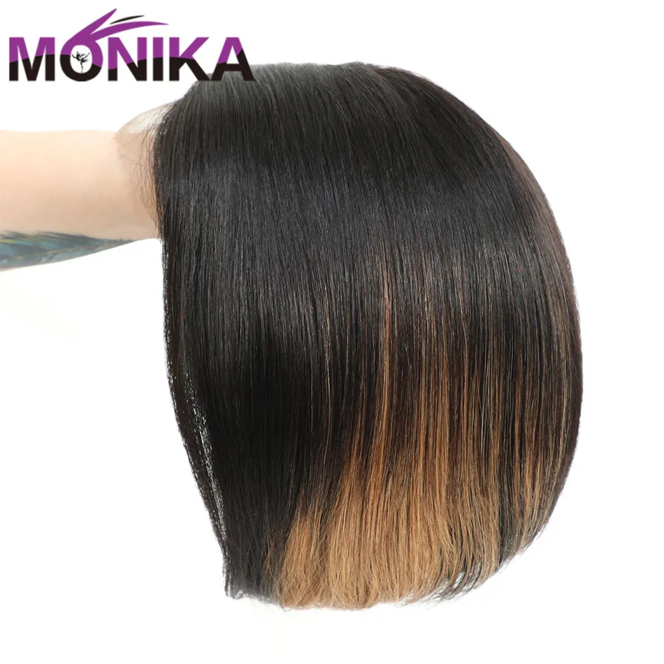 Monika U Part парик # T1BS27 Омбре Бразильские короткие парики из человеческих волос Remy