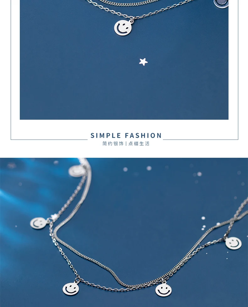XIHA 925 стерлингового серебра Подвески ожерелье s для женщин Многослойные смайлик чокер аксессуары для изготовления украшений подарок девушки