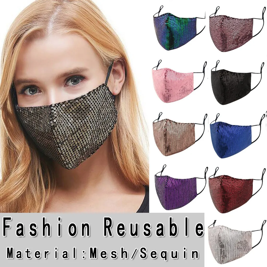 Adult Sequins Bling Washable Face Mouth Masks Leopard Adjustable Dustproof Shield Foggy Haze Pm2.5 Cosplay Muffle | Тематическая