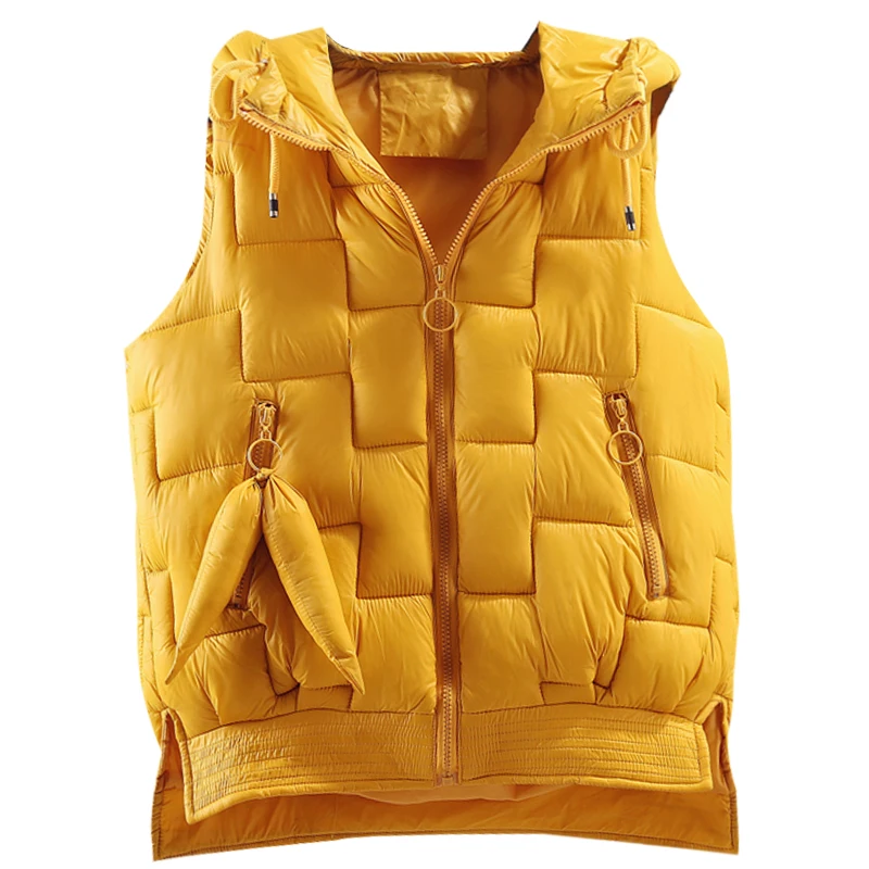 

2019 New Cute Winter Vest Women Hooded Sleeveless Clothing Plus Size Casual Waistcoat Down Cotton Vests Student Tops