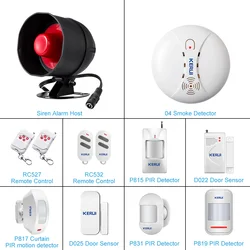 KERUI 2021  Wireless Local Speaker Horn Home Siren Alarm Burglar Security System Infrared Motion Detector Siren Kit