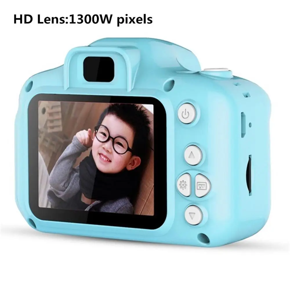HD Lens Blue 13 миллионов HD пикселей экран платная цифровая мини камера дети мультфильм камера игрушки фотография видео для ребенка подарок на день рождения - Цвет: HD Lens Blue