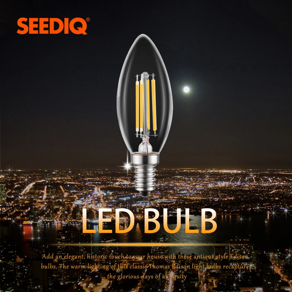 Винтаж лампа накаливания Эдисона C35 220V 240V 2W 4W 6W Ретро E14 Светодиодная с