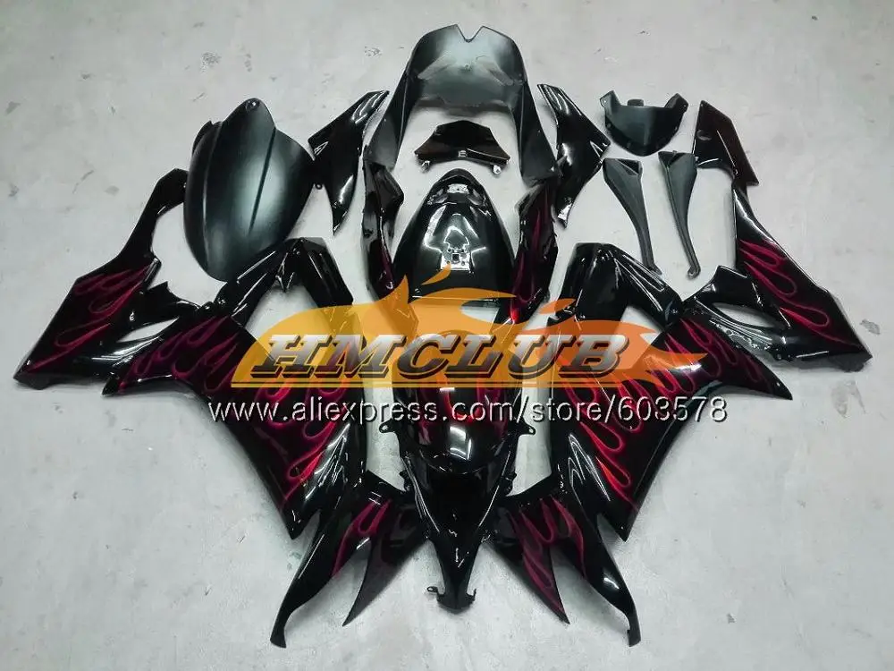 Корпус для KAWASAKI ZX1000C ZX-10R ZX10R 08 09 10 черный Пламя 118CL. 21 ZX 10R 1000CC ZX1000 ZX 10 R 2008 2009 2010 обтекатели - Цвет: No. 17 Red flames