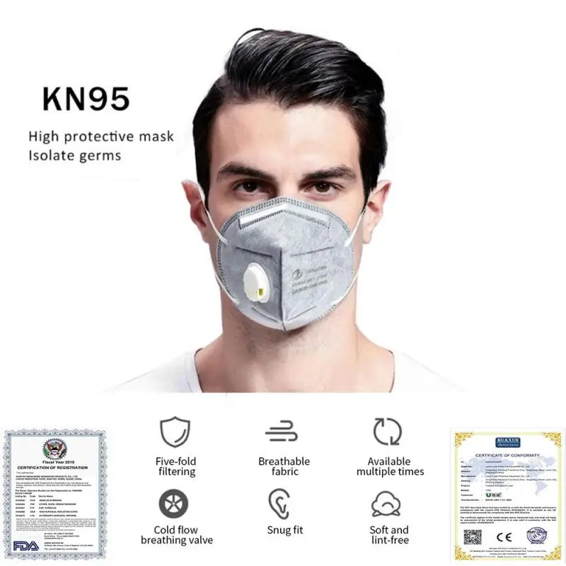 

6 Layers Filter Reusable KN95 FFP3 Mask Valved Face Mask N95 Protection Face Mask FFP2 Mouth Cover Pm2.5 Dust Masks As KF94