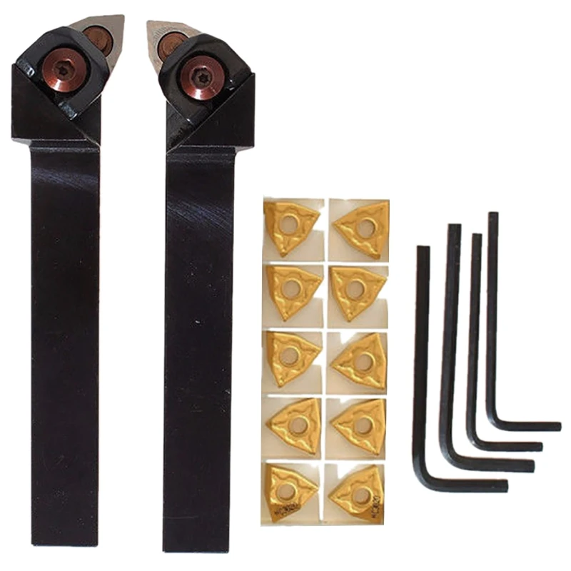 

TOP!-WWLNR1616H/K08+WWLNL1616H/K08 Lathe Turning Tool Holder Kits With10 WNMG080404 Blades