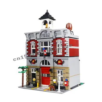 

15004 City Street view toys Fire Brigade 10197 Children Model Doll House Building Blocks Bricks DIY kids Gifts